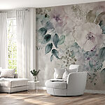 Papel de parede Pintura de flores e folhas