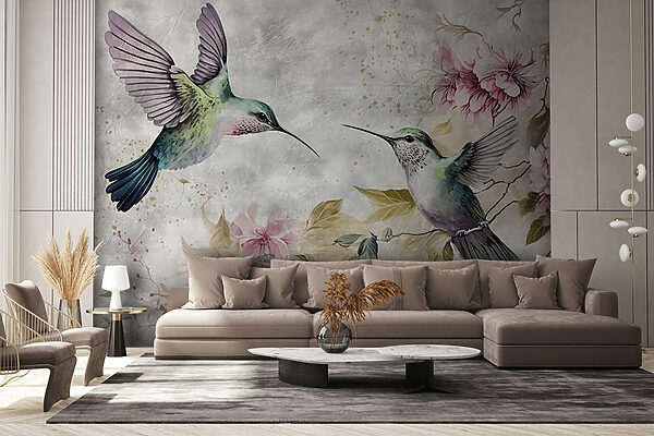 Pintura de pássaros e flores Pintura de pássaros e flores