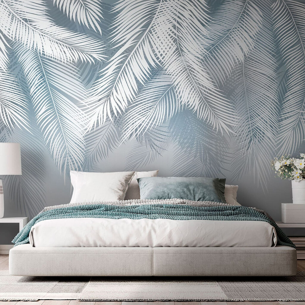 White leaves on a gray background