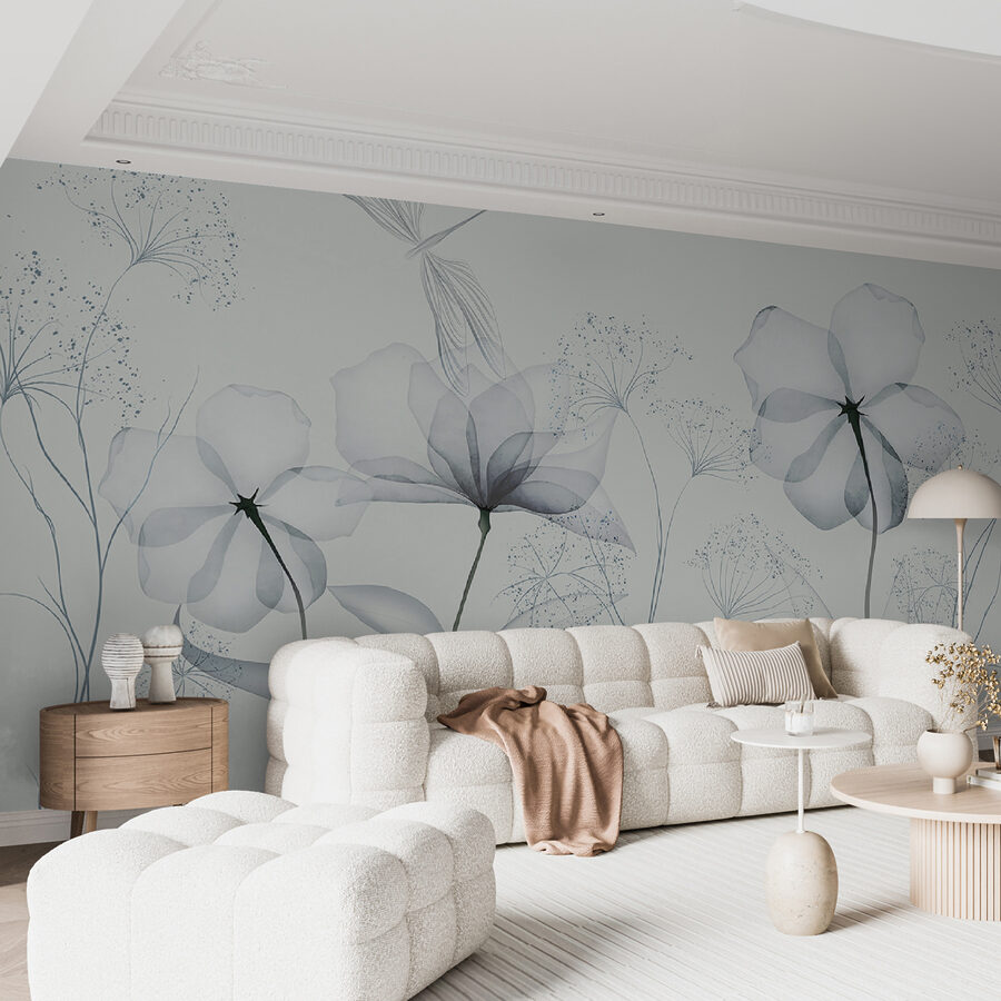 Flores transparentes com folhas
