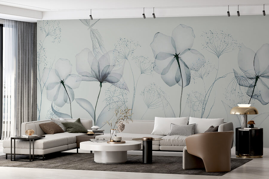 Flores transparentes com folhas
