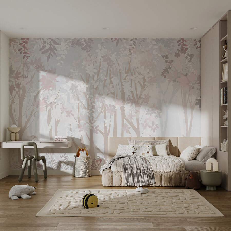 Papel de parede Padrão floral branco e cor-de-rosa - Image 4