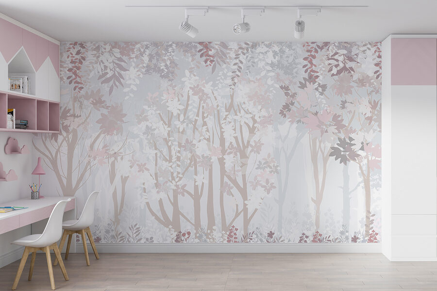 Papel de parede Padrão floral branco e cor-de-rosa - Image 5