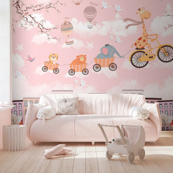 Animais de desenho animado a andar de bicicleta Animais de desenho animado a andar de bicicleta