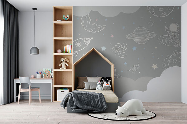 Fundo cinzento com nuvens e foguetões Fundo cinzento com nuvens e foguetões