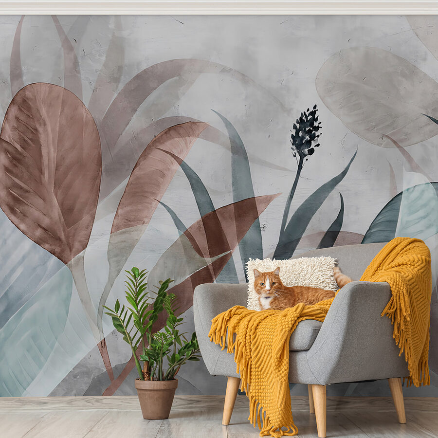 Folhagem serena em tons pastel suaves.