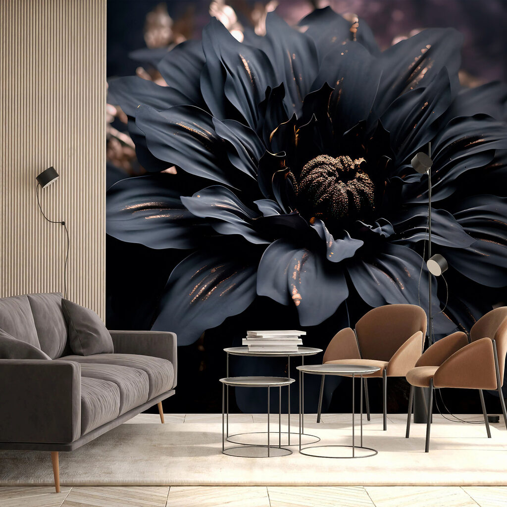 Elegant noir bloom shimmers in dark Elegant noir bloom shimmers in dark