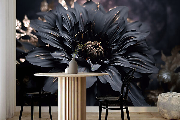 Wall murals Elegant noir bloom shimmers in dark. Wall murals Elegant noir bloom shimmers in dark.
