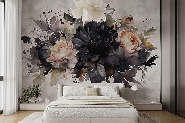 Pintura de flores e folhas Pintura de flores e folhas
