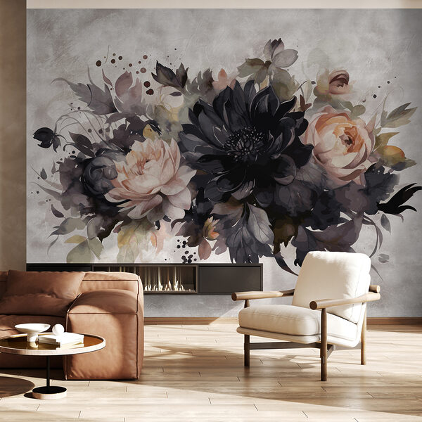 Pintura de flores e folhas Pintura de flores e folhas