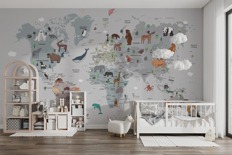 Mapa do mundo com animais Mapa do mundo com animais