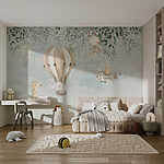 Papel de parede Pintura de animais a voar no céu