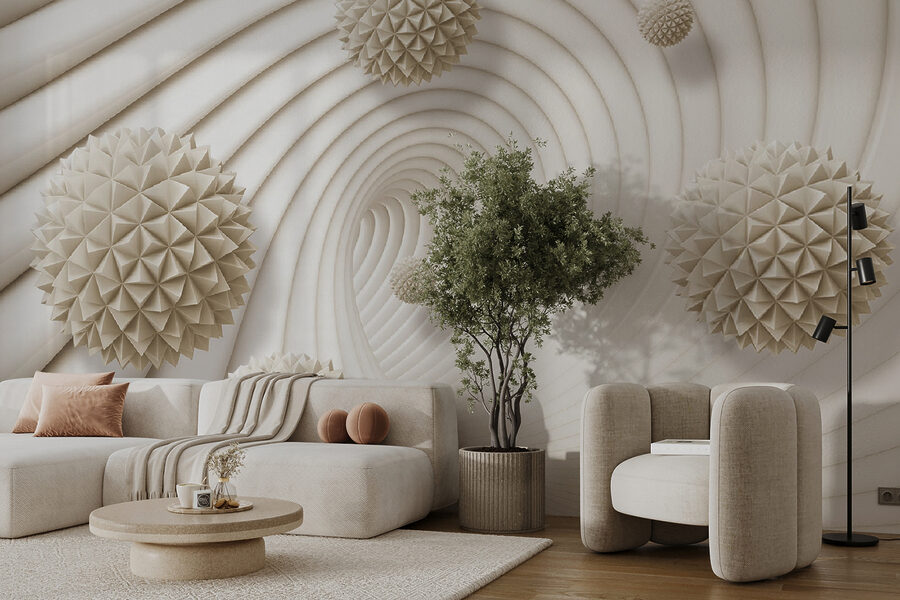 Padrão de remoinho branco com bolas brancas