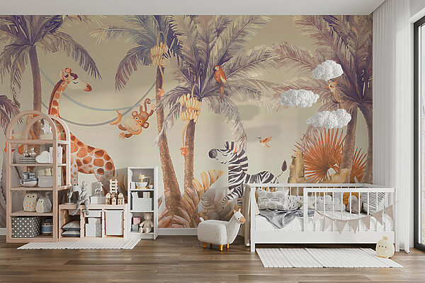 Girafa e zebra numa selva Girafa e zebra numa selva
