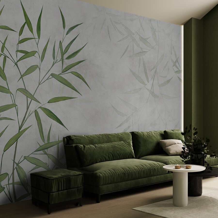 Papel de parede Folhas verdes sobre um fundo branco - Image 7