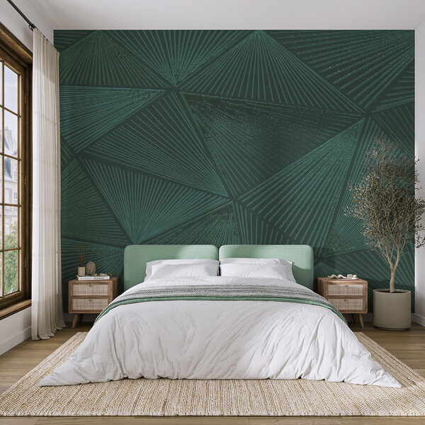 Padrão triangular verde numa superfície verde Padrão triangular verde numa superfície verde