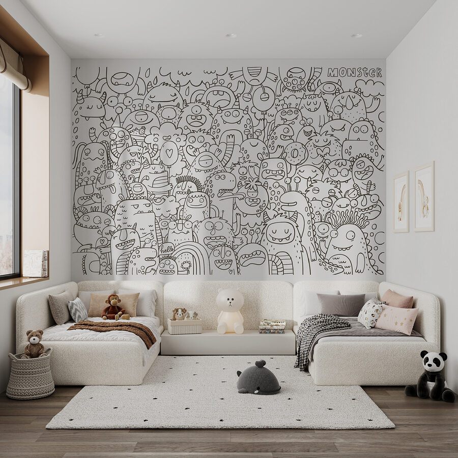 Grupo de monstros de desenhos animados