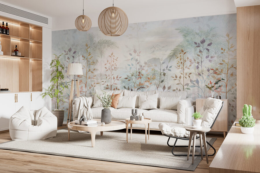 Pintura de árvores e plantas