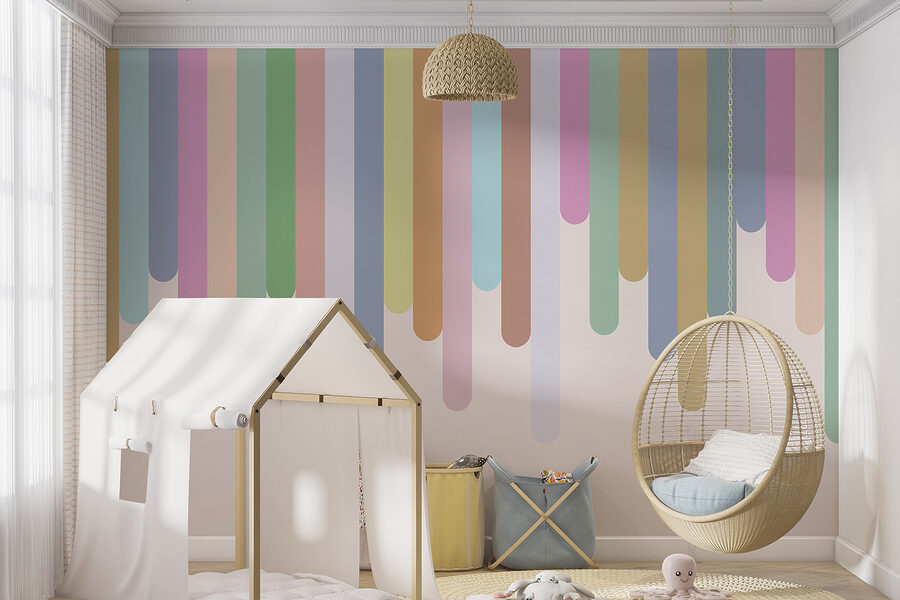 Linhas verticais coloridas sobre um fundo branco