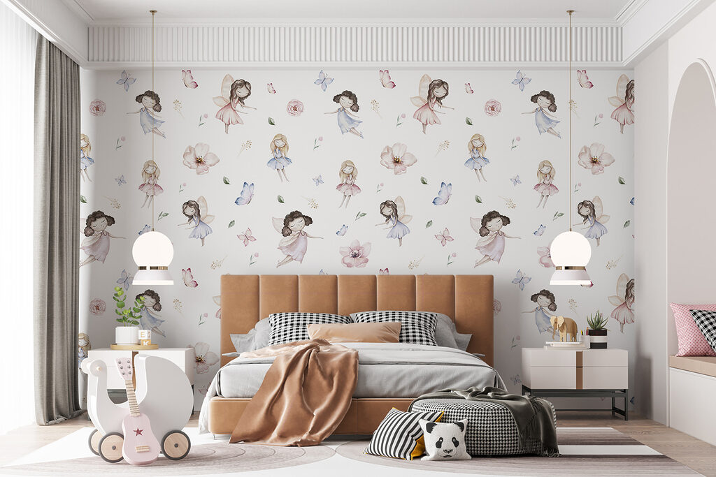 Pattern of fairies and butterflies