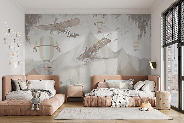 Pintura de aviões a sobrevoar montanhas Pintura de aviões a sobrevoar montanhas
