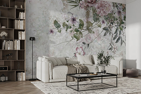 Pintura de flores sobre um fundo branco Pintura de flores sobre um fundo branco
