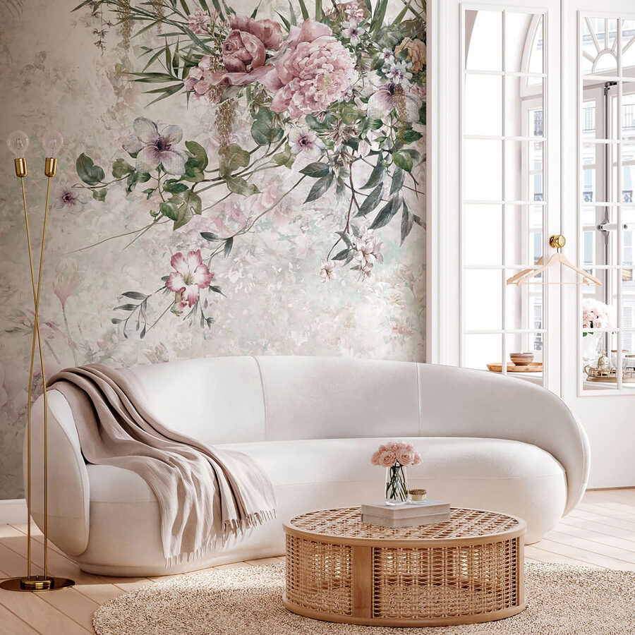 Pintura de flores sobre um fundo branco