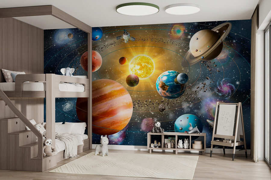 Planetas e estrelas no espaço