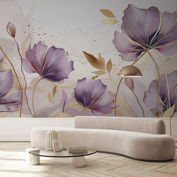 Pintura de flores roxas Pintura de flores roxas