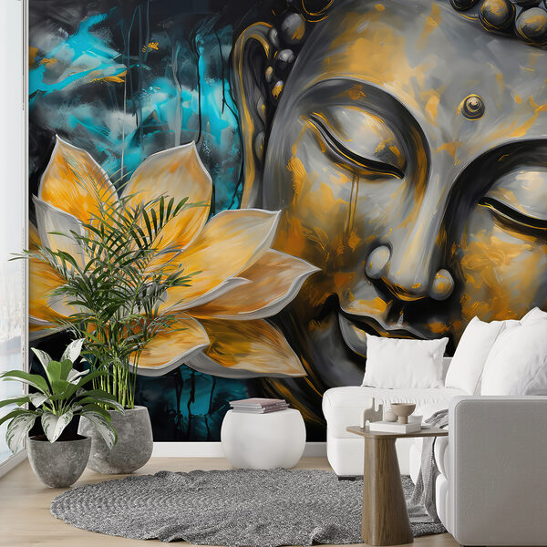 Pintura de um rosto e de uma flor Pintura de um rosto e de uma flor
