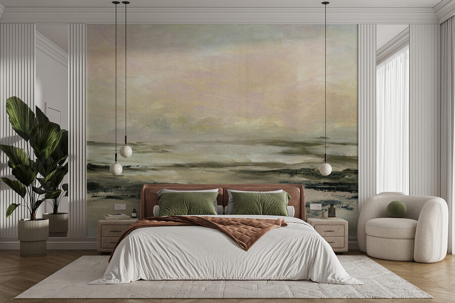Uma pintura de uma paisagem