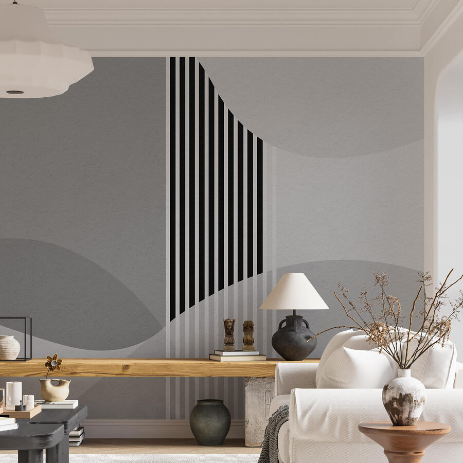 Um fundo cinzento e branco com linhas e círculos pretos