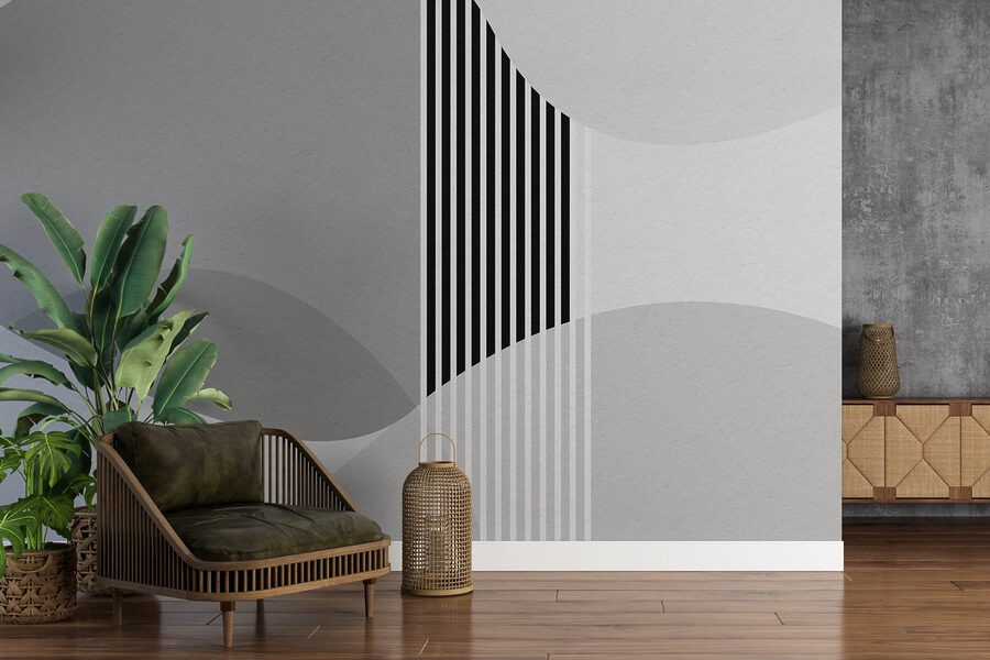 Um fundo cinzento e branco com linhas e círculos pretos