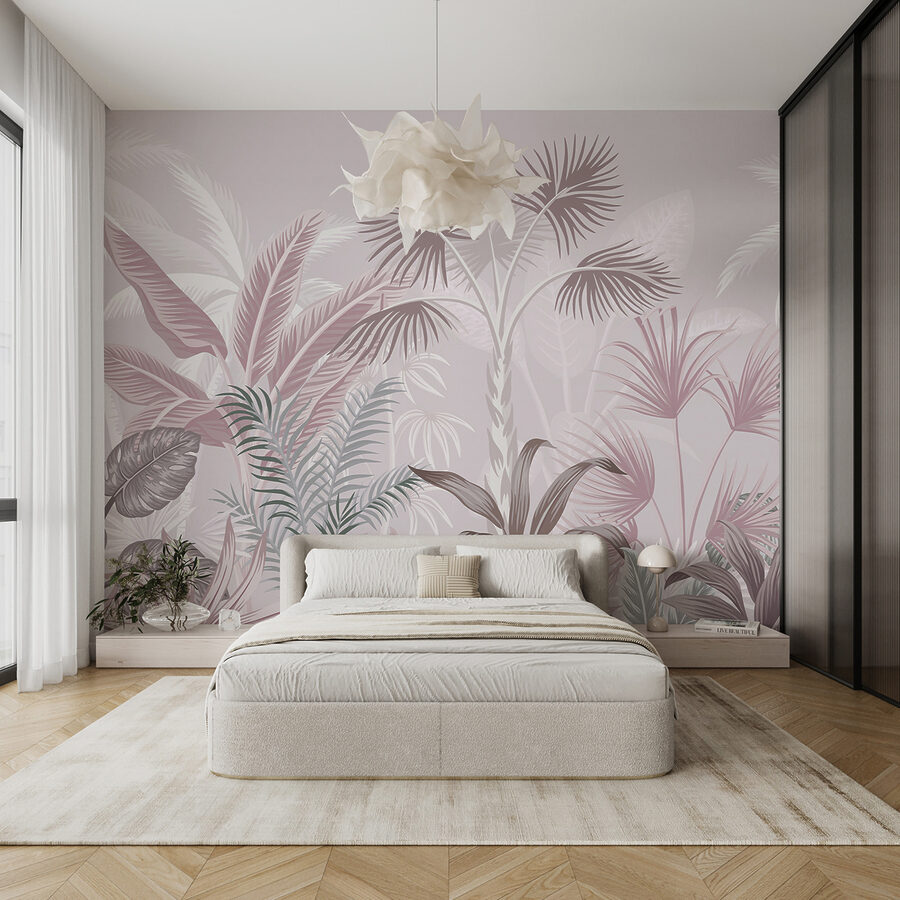 Papel de parede Folhagem tropical em tons pastel suaves. - Image 2