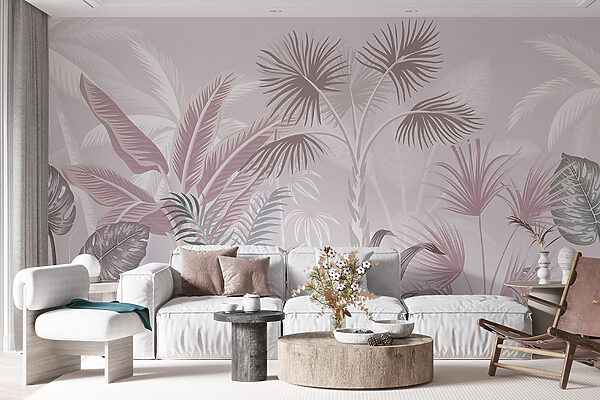 Tropical foliage in soft pastel hues Tropical foliage in soft pastel hues