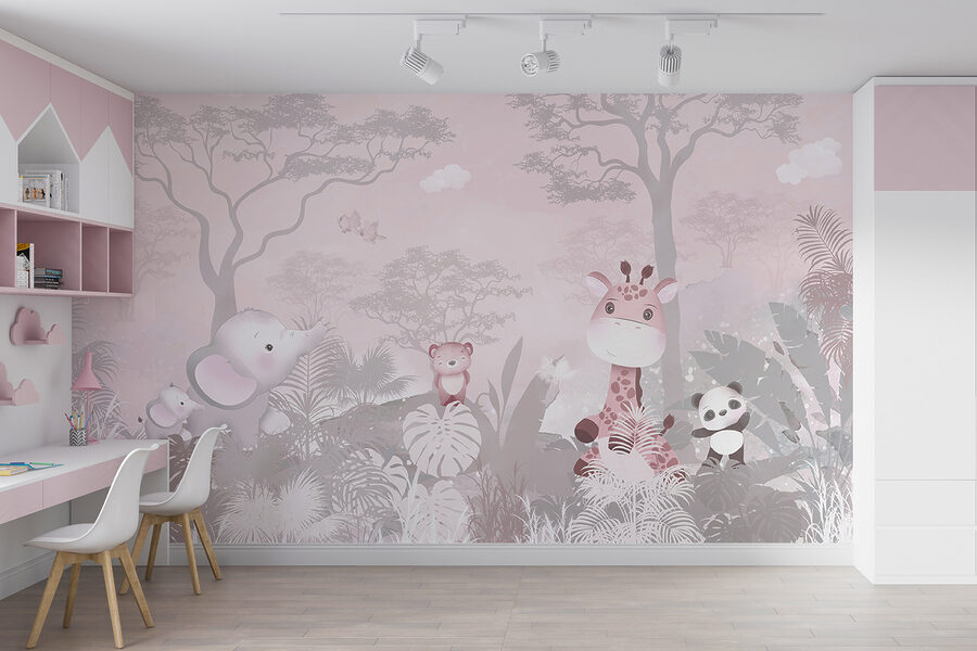 Papel de parede Um grupo de animais numa floresta - Image 3