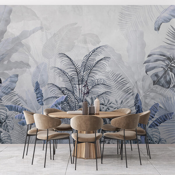 Um grupo de plantas com folhas Um grupo de plantas com folhas