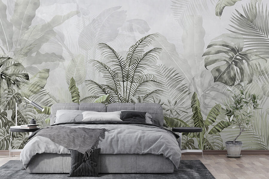 Um papel de parede com plantas