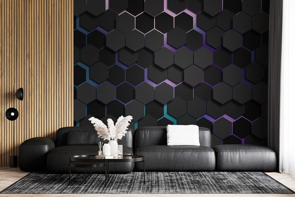 A group of black hexagons