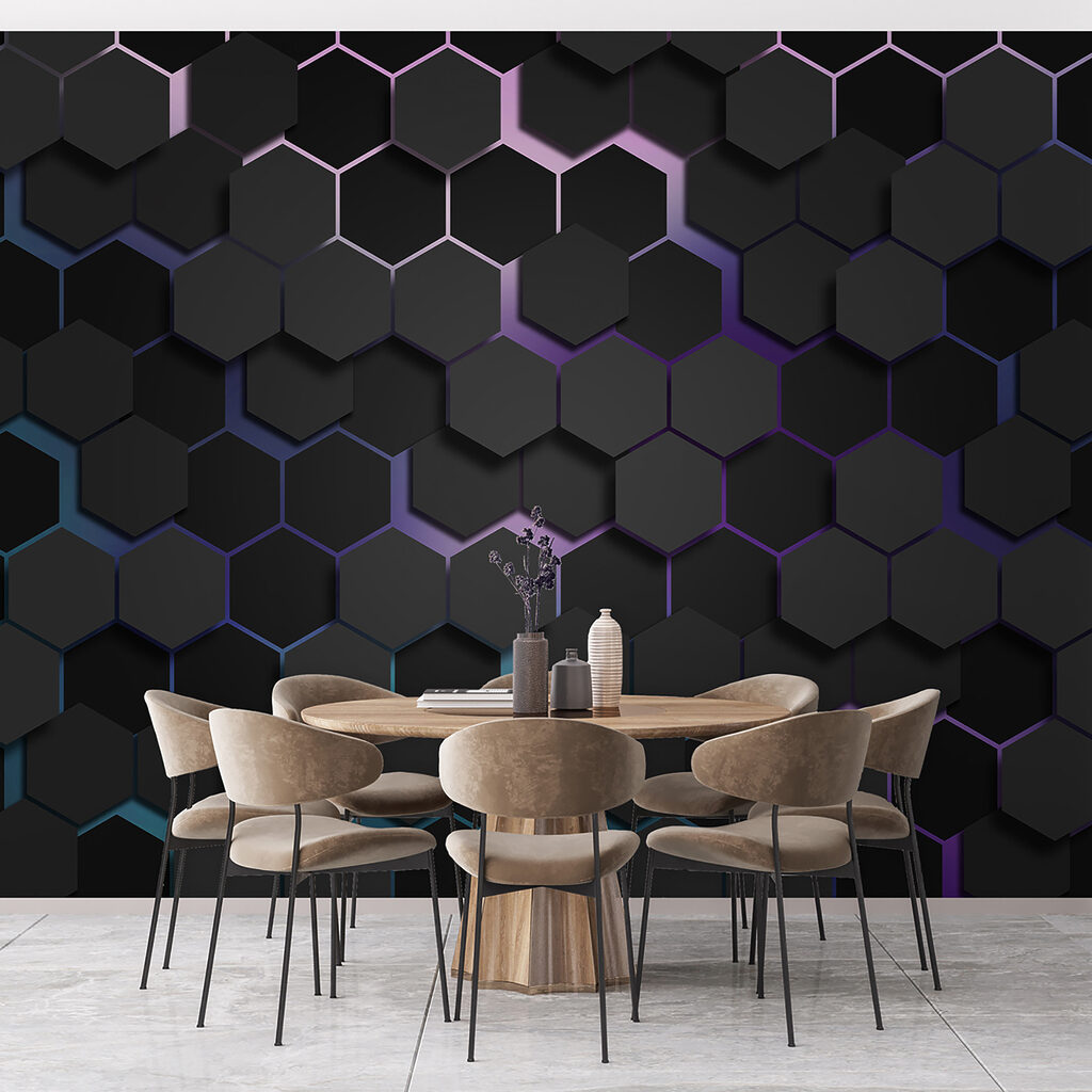 A group of black hexagons