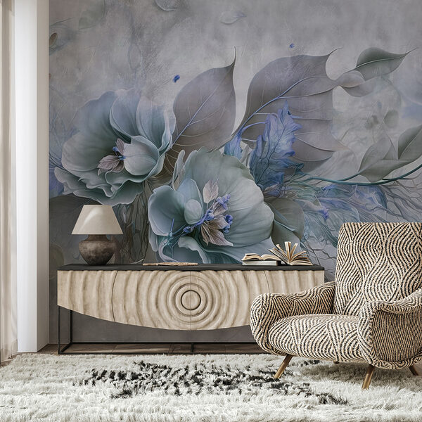Uma pintura de flores e folhas Uma pintura de flores e folhas