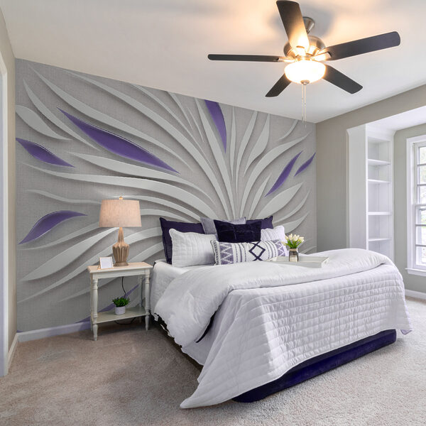 Um remoinho branco e roxo numa parede Um remoinho branco e roxo numa parede