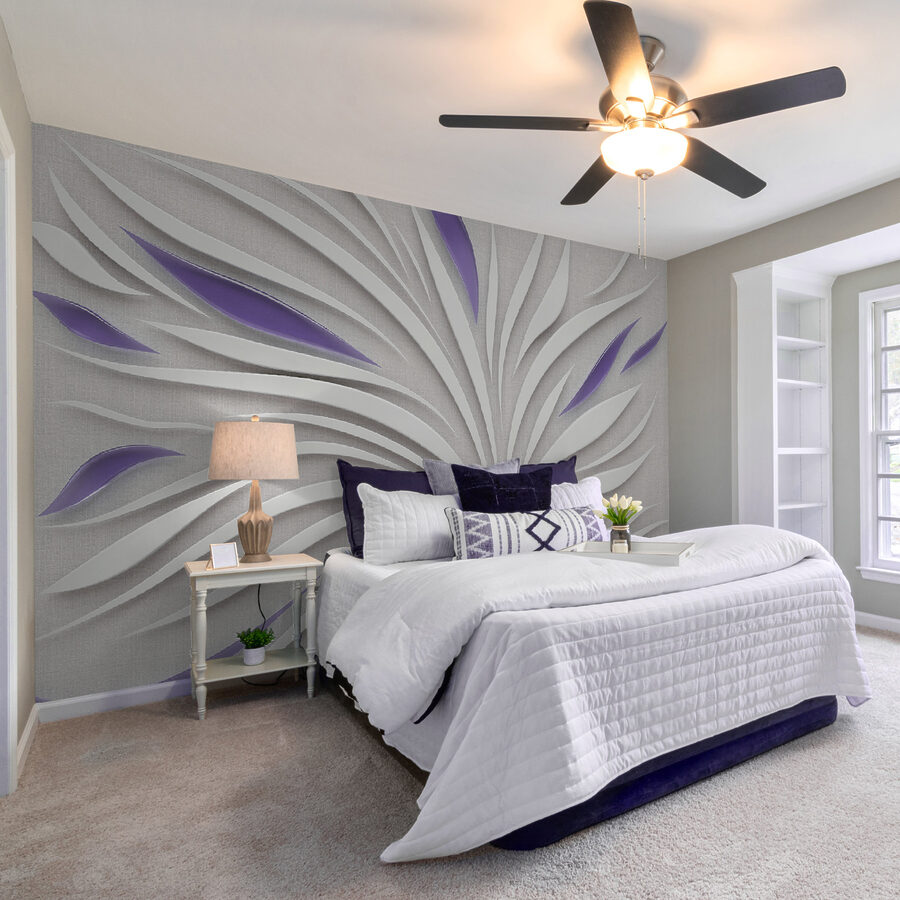 Papel de parede Um remoinho branco e roxo numa parede - Image 2