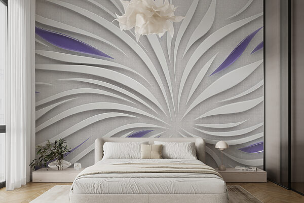 Um remoinho branco e roxo numa parede Um remoinho branco e roxo numa parede