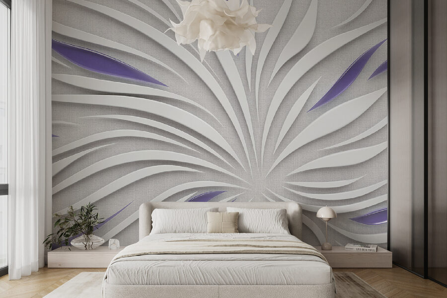 Papel de parede Um remoinho branco e roxo numa parede - Image 3