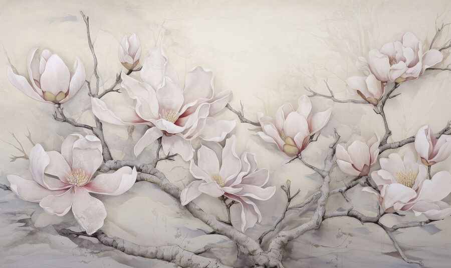 Pintura de flores num ramo