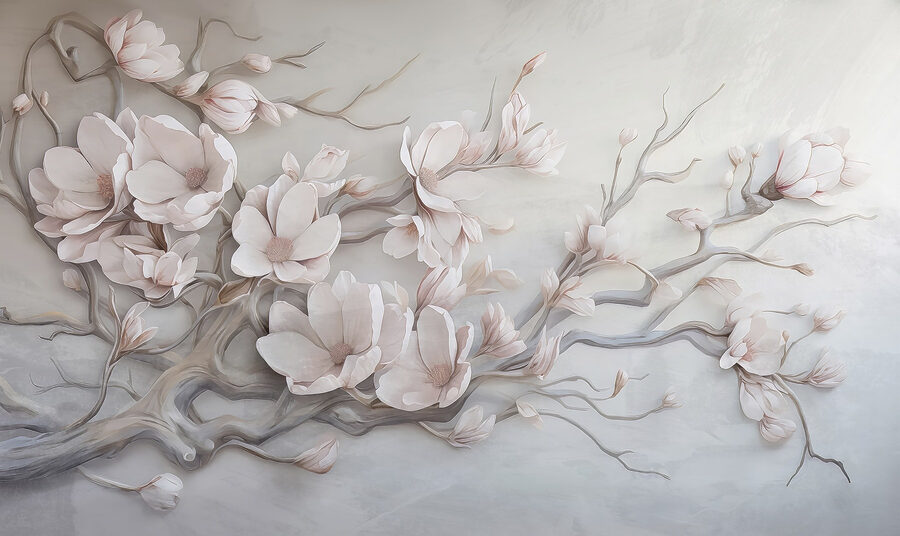 Pintura de flores numa parede