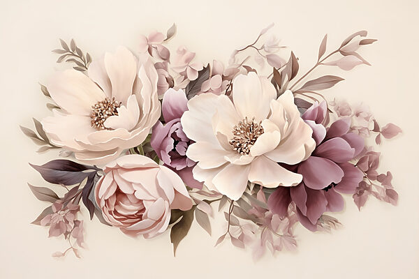 Grupo de flores sobre um fundo branco Grupo de flores sobre um fundo branco