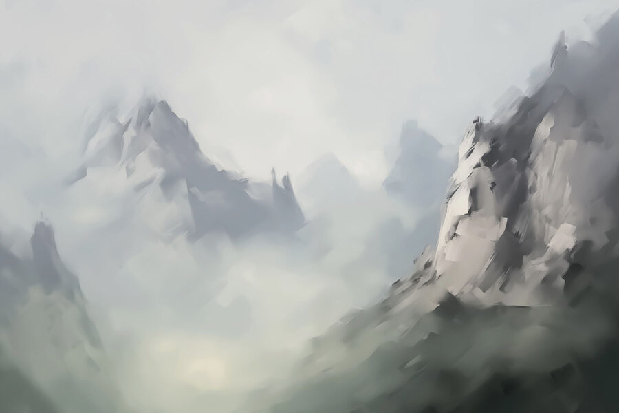 Montanha com nuvens ao fundo
