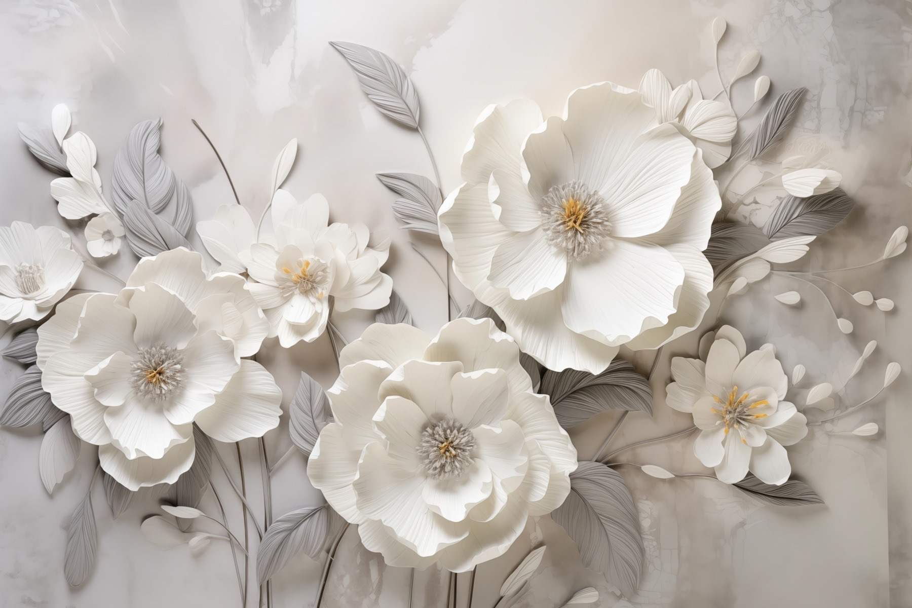 White flowers on a wall